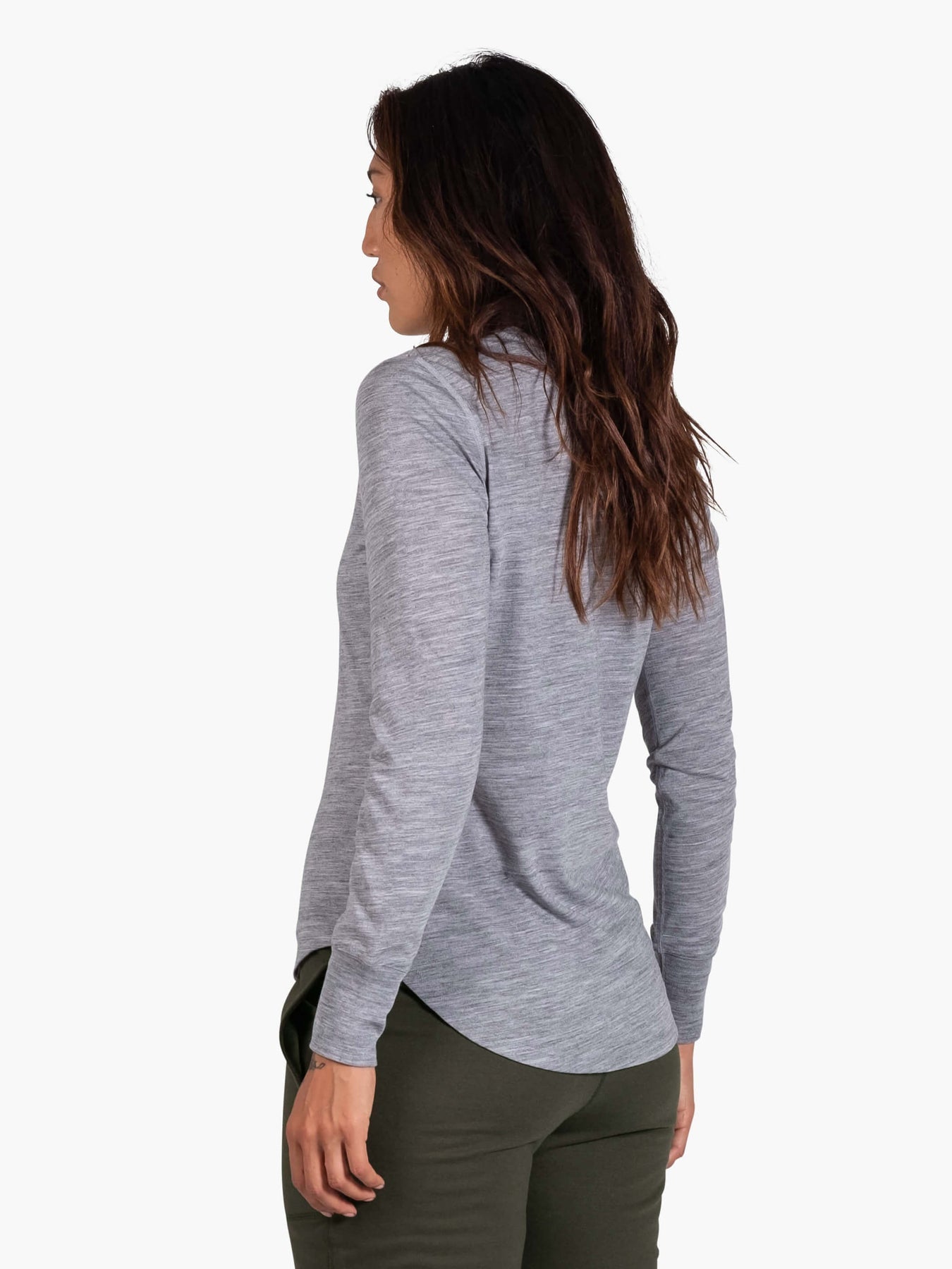 Strike Mvmnt Wool Base Layer Henley Lunar Grey Tech Wool
