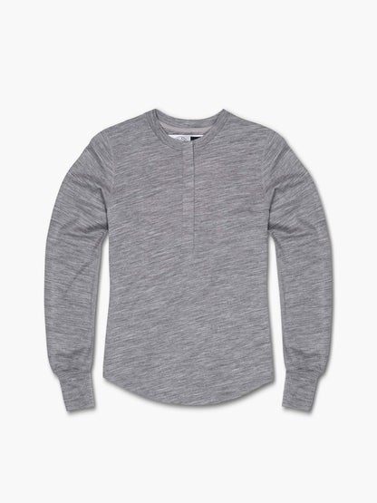 Strike Mvmnt Wool Base Layer Henley Lunar Grey Tech Wool