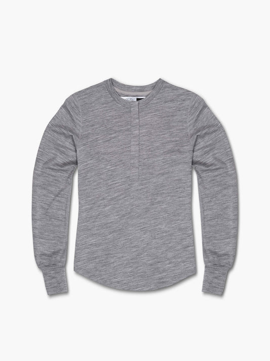 Strike Mvmnt Wool Base Layer Henley Lunar Grey Tech Wool
