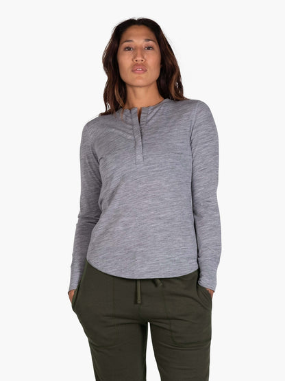 Strike Mvmnt Wool Base Layer Henley Lunar Grey Tech Wool