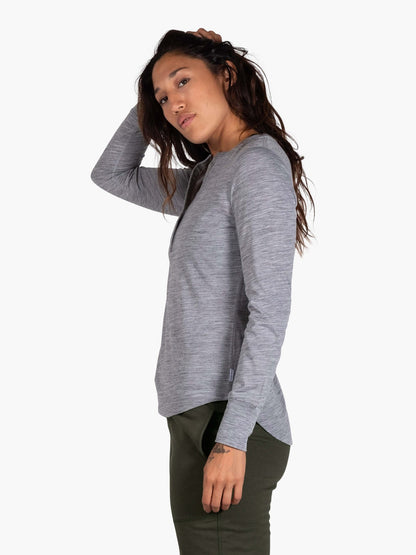 Strike Mvmnt Wool Base Layer Henley Lunar Grey Tech Wool