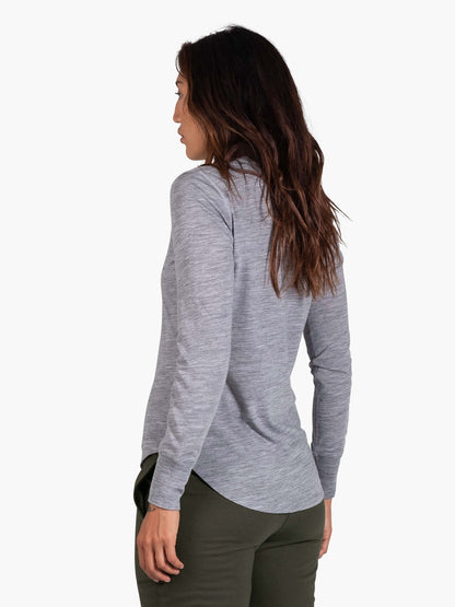 Strike Mvmnt Wool Base Layer Henley Lunar Grey Tech Wool