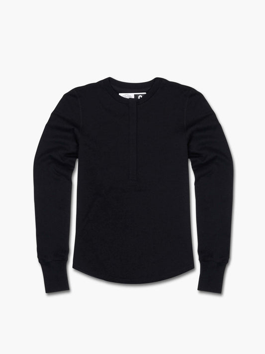Strike Mvmnt Wool Base Layer Henley Phantom Black Tech Wool
