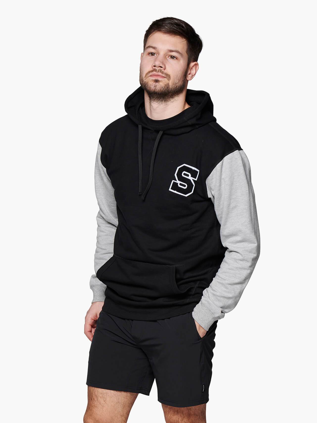 Strike Mvmnt Keeper Pullover Hoodie 'S' Patch Phantom / Grey Terry Fleece