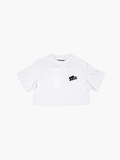 Strike Mvmnt Cropped Football Tee - Stereo 10 Classic White