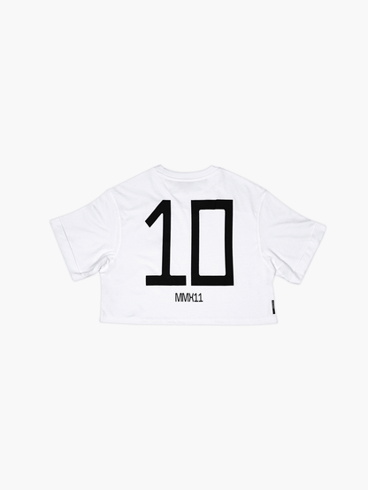 Strike Mvmnt Cropped Football Tee - Stereo 10 Classic White