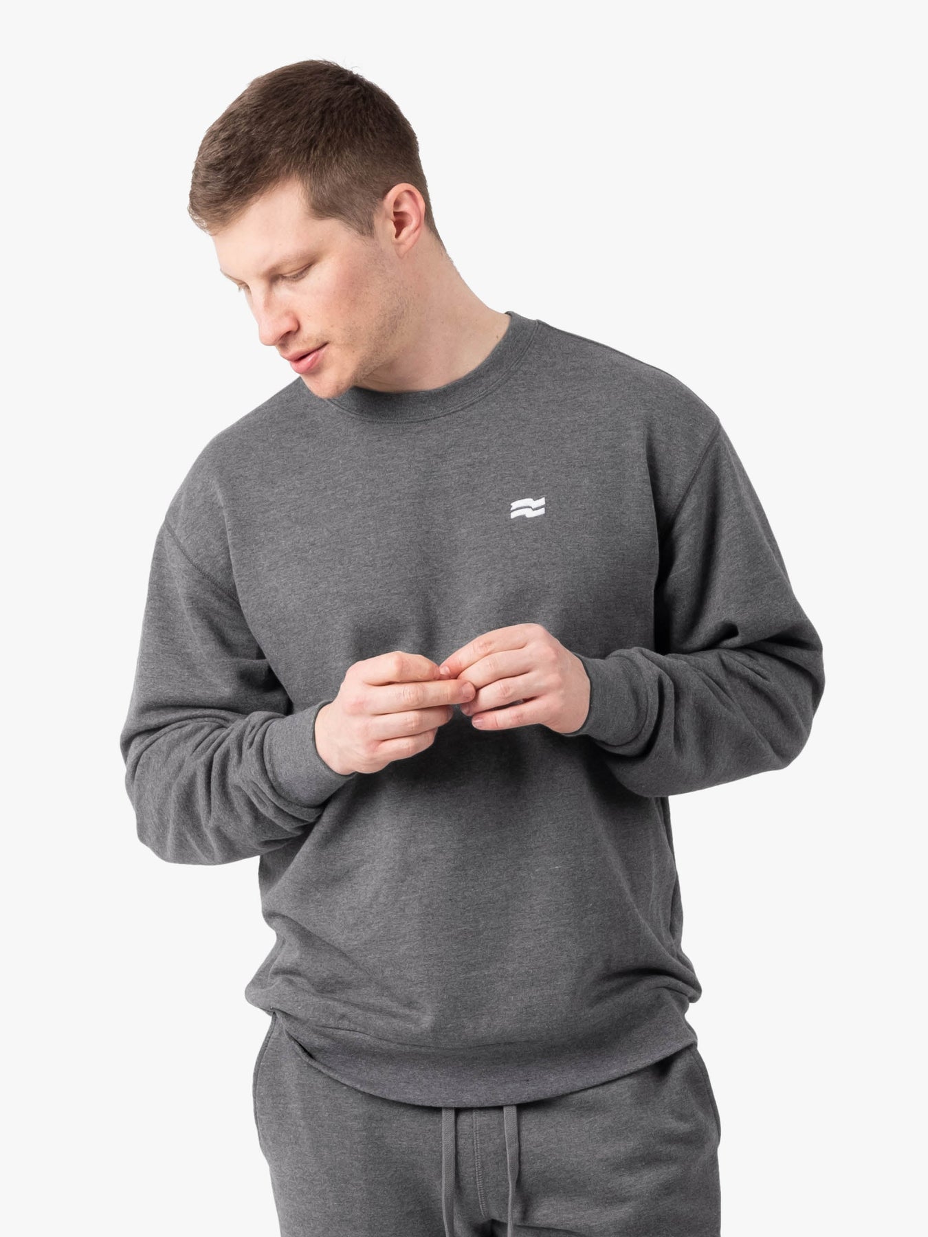 Strike Mvmnt Base Oversized Crewneck Dark Grey Terry Fleece