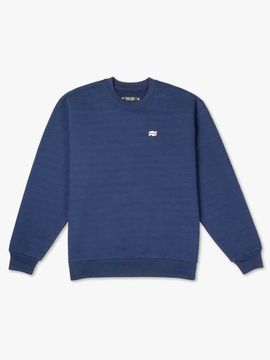 Strike Mvmnt Base Oversized Crewneck Blue Subliminal Stripe Terry Fleece