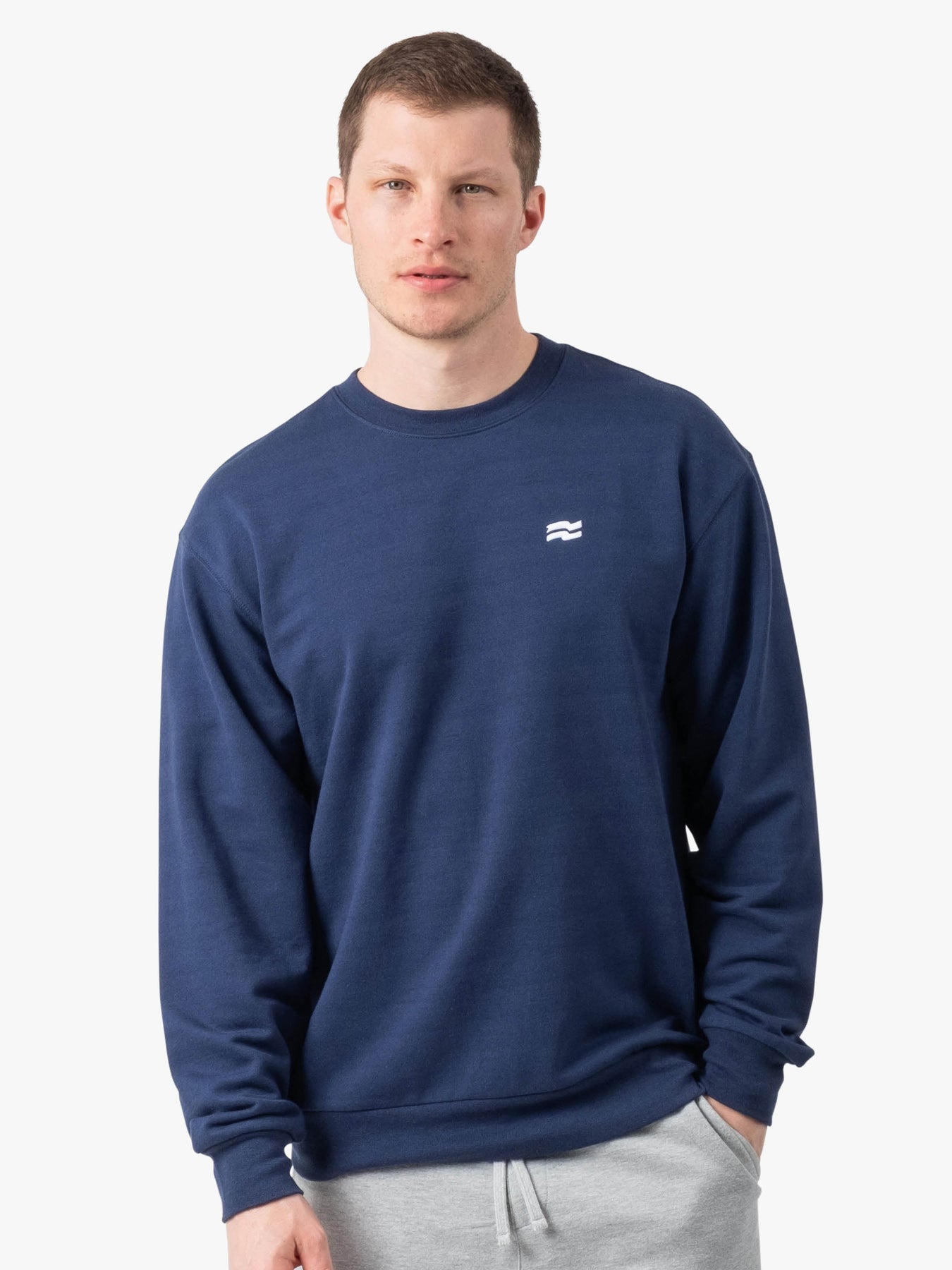 Strike Mvmnt Base Oversized Crewneck Blue Subliminal Stripe Terry Fleece