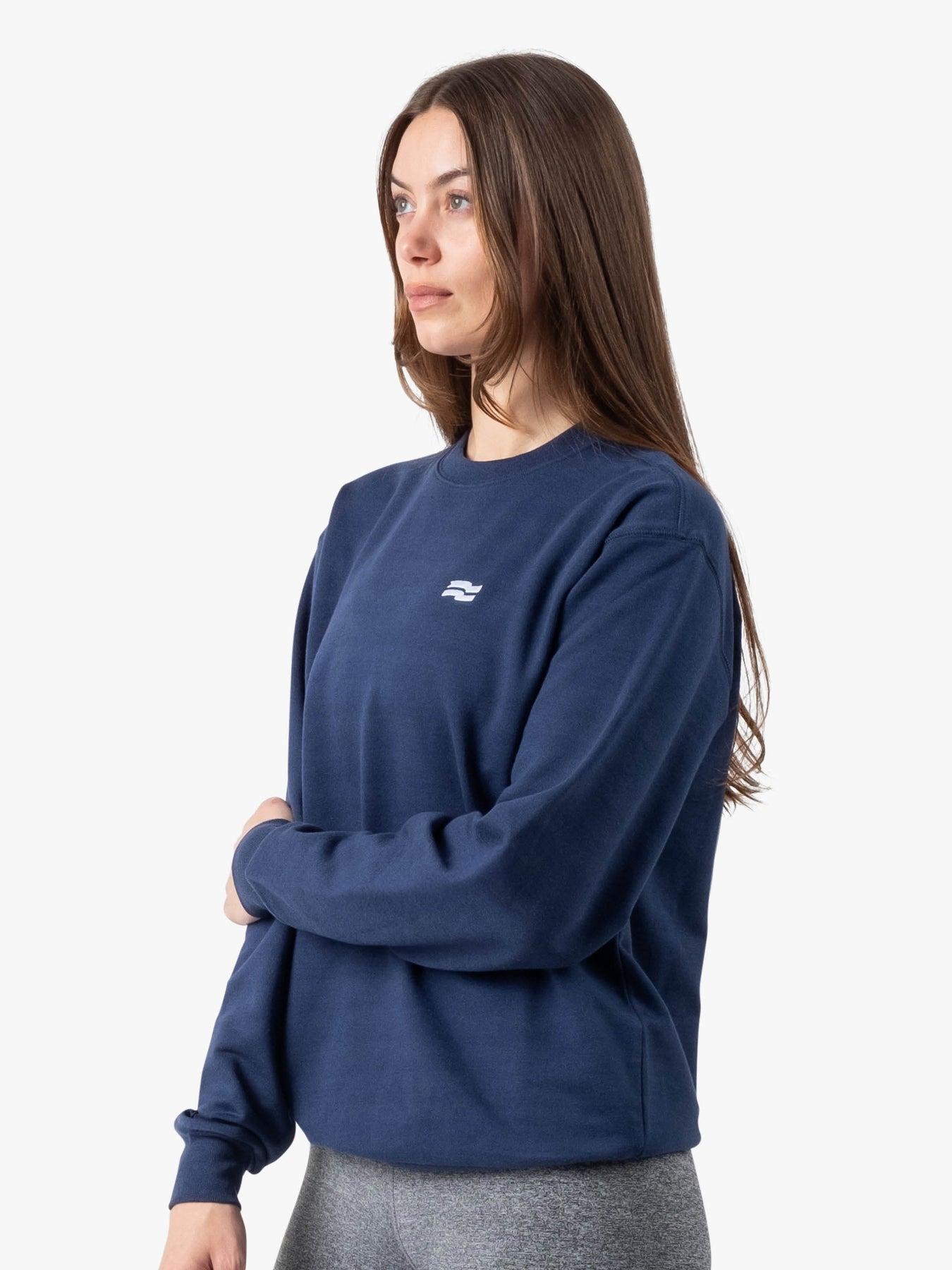 Strike Mvmnt Base Oversized Crewneck Blue Subliminal Stripe Terry Fleece