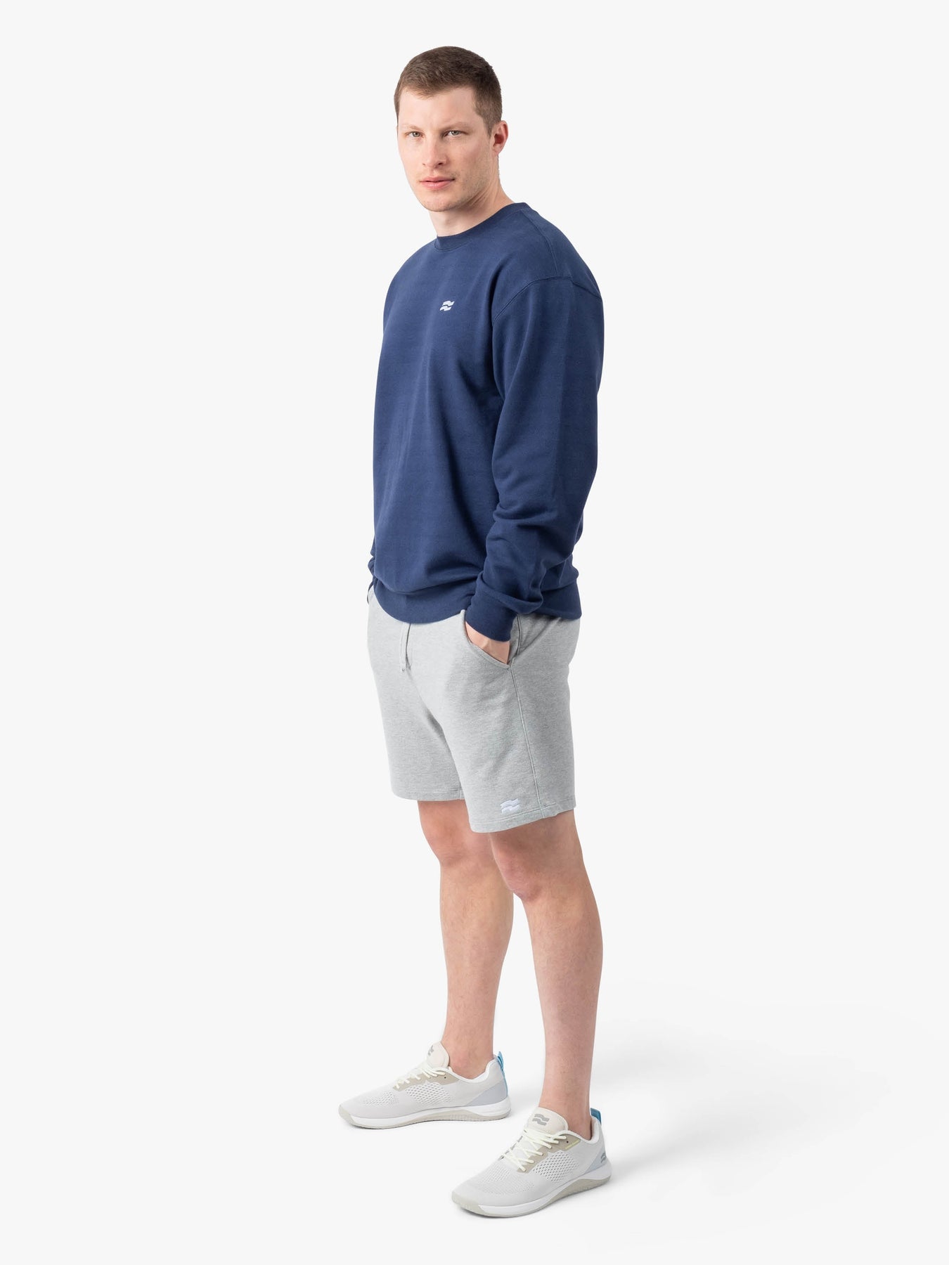 Strike Mvmnt Base Oversized Crewneck Blue Subliminal Stripe Terry Fleece