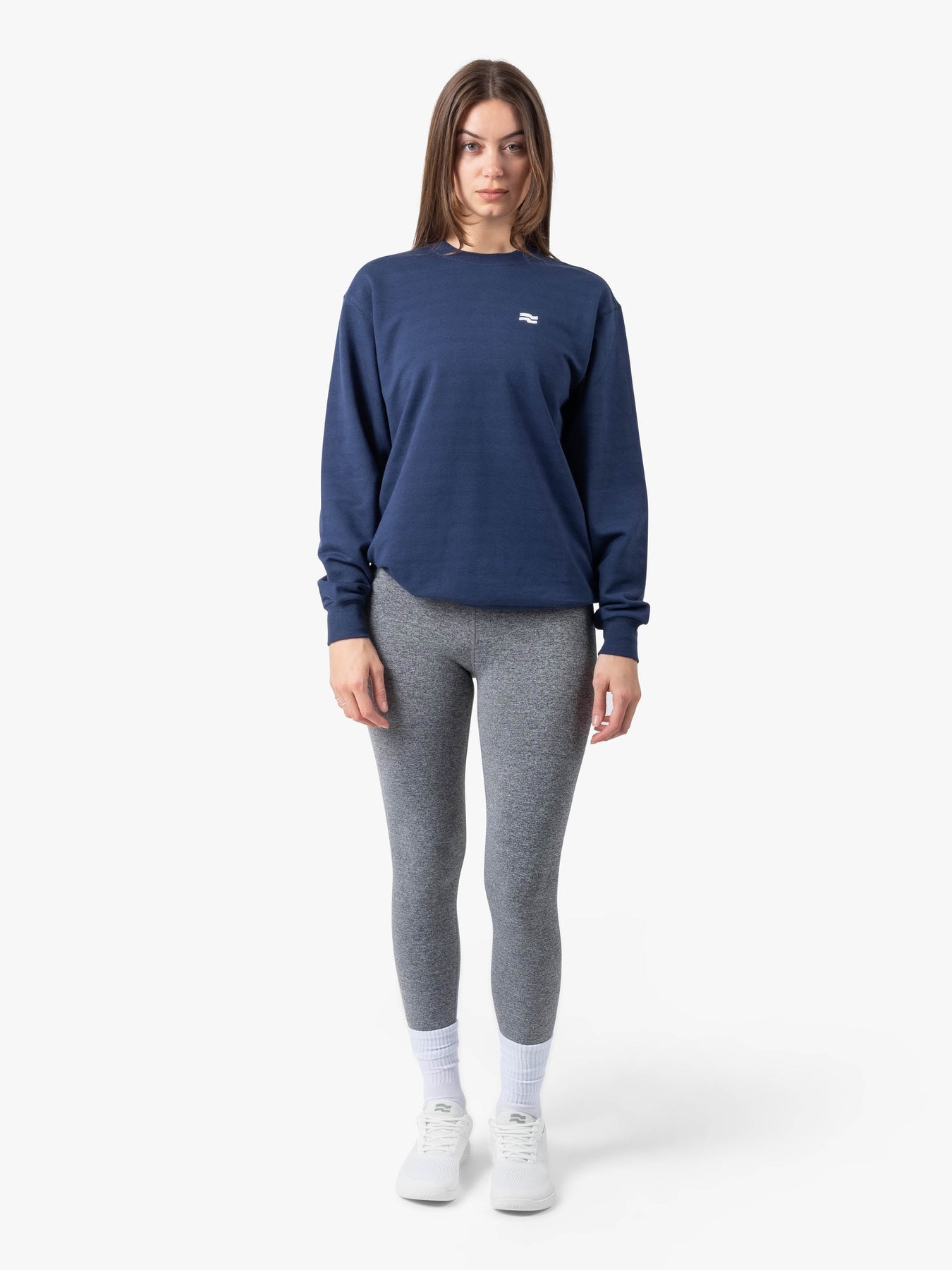 Strike Mvmnt Base Oversized Crewneck Blue Subliminal Stripe Terry Fleece