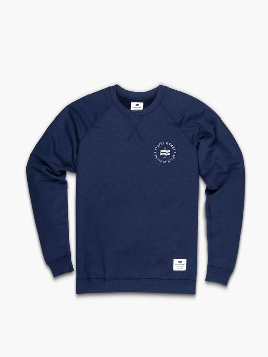 Strike Mvmnt Classic Crewneck - Stamp Navy Blue Terry Fleece