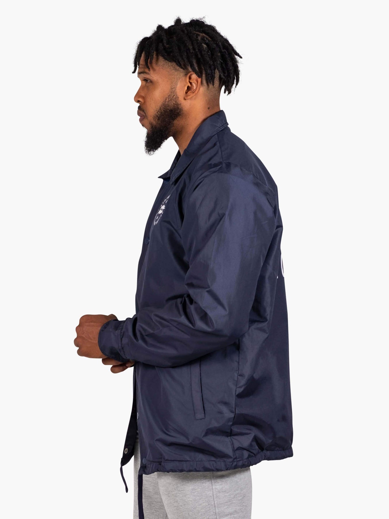 Strike Mvmnt Coaches Jacket - United By Motion Navy Blue Nylon